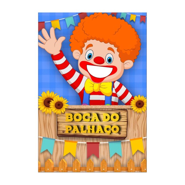 Painel Festa Junina Boca do Palhaço Vazado Tecido 1,50x2,20m