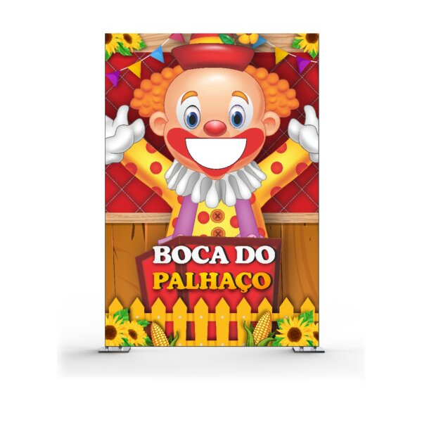 Painel Festa Junina Boca do Palhaço Vazado Tecido 1,50x2,20m - Image 2