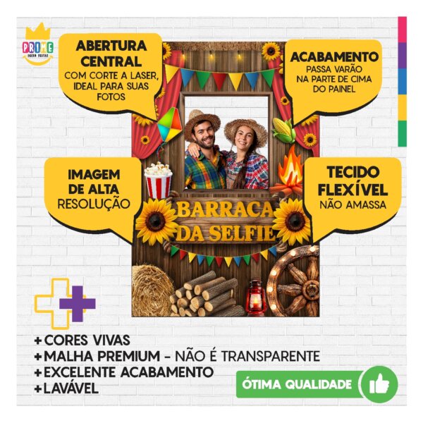 Painel de Festa Retangular Interativo 3D Festa Junina Barraca Selfie com Corte a Laser 1,50m x 2,20 - Image 4