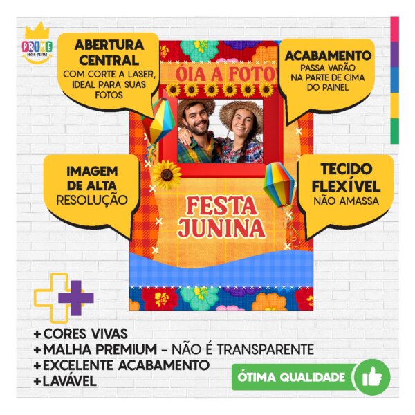 Painel de Festa Retangular Interativo 3D Festa Junina Barraca Selfie com Corte a Laser 1,50m x 2,20 - Image 4