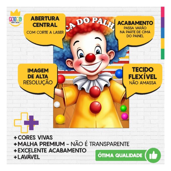 Painel Festa Junina Boca do Palhaço Vazado Tecido 1,50x2,20m - Image 4
