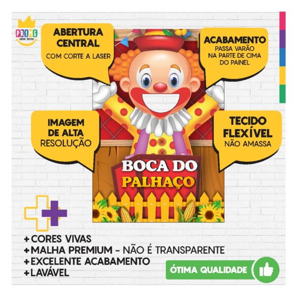 Painel Festa Junina Boca do Palhaço Vazado Tecido 1,50x2,20m - Image 4