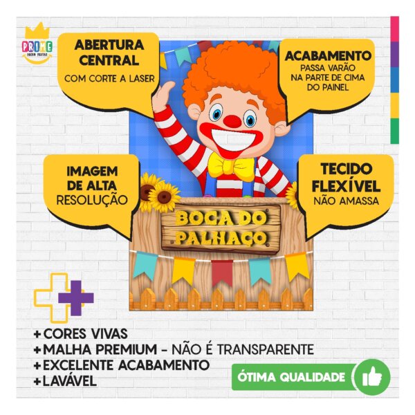 Painel Festa Junina Boca do Palhaço Vazado Tecido 1,50x2,20m - Image 4